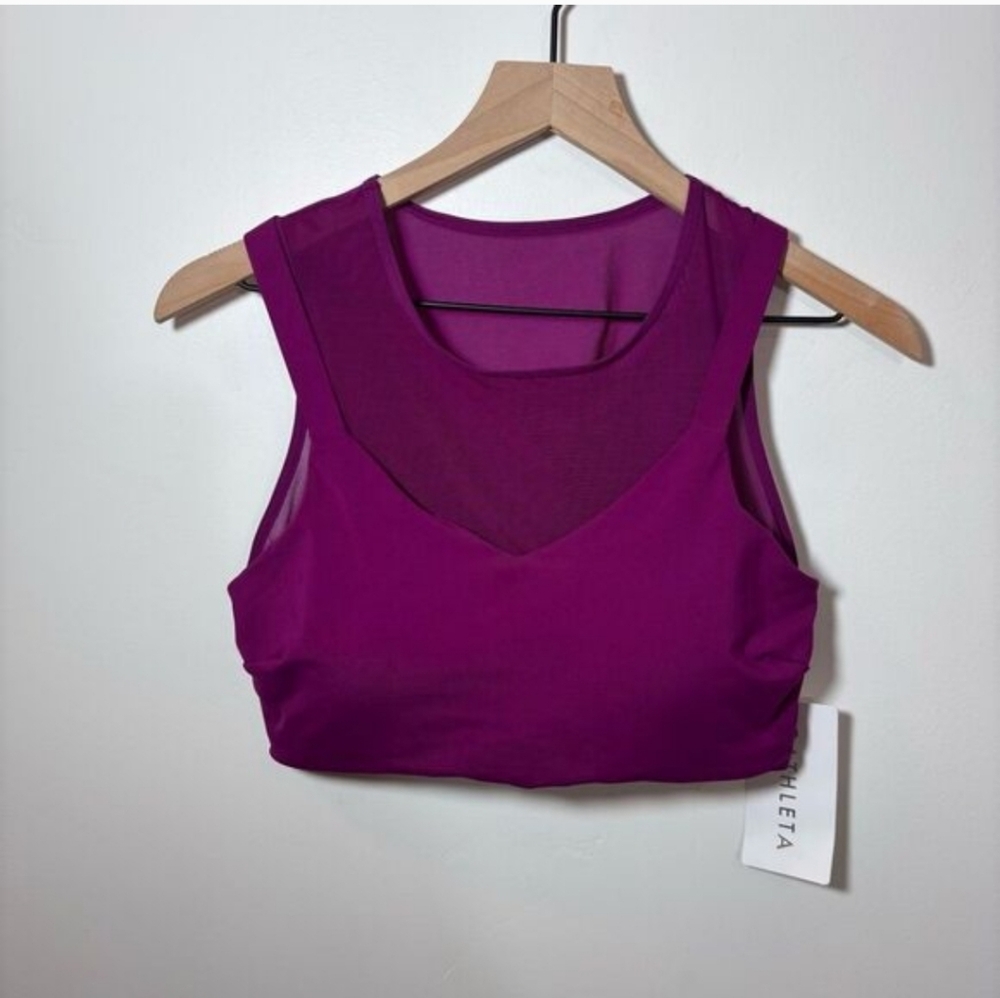 Athleta Mesh Crop Bra NEW with tags Medium A/C Magenta/Plum